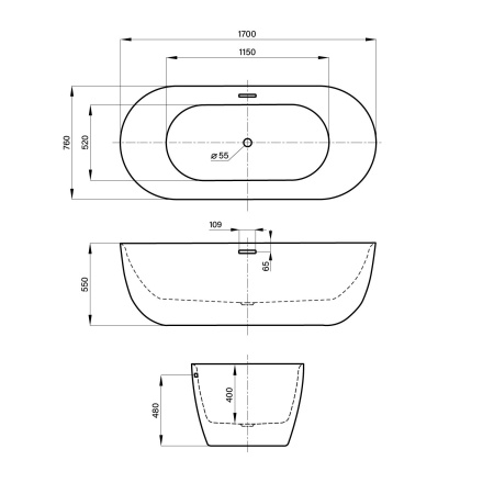 Акриловая ванна в наборе 3 в 1: отдельностоящая ванна, ножки, экран Wellsee Chic Riviera 236802000