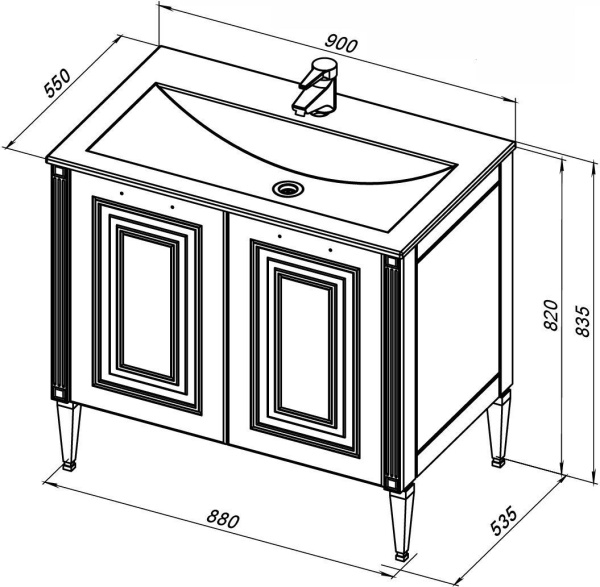 Тумба под раковину Aquanet Паола 90 белый/серебро