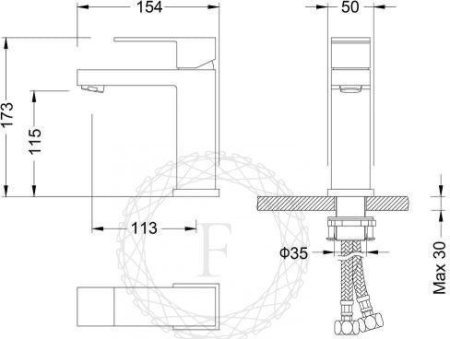 Cмеситель для раковины FILARETE Fing FL5040 (Черный матовый)