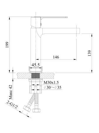 Смеситель для раковины ALTROBAGNO Юнион (Unione) 0136 MB