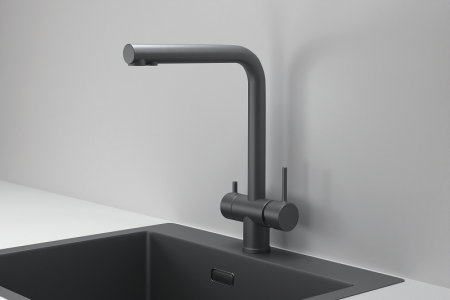 Смеситель для кухни Granula Kitchen Space 7011 графит матовый, подключение к фильтру