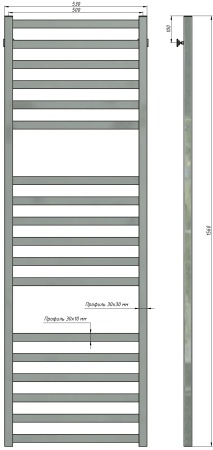 Полотенцесушитель водяной Stinox Prestige Luxe 500x1600, нижнее подключение, хром, 1/2" ВР (внутренняя резьба), 18 перекладин