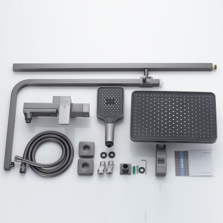 Душевая система Shevanik S4636T, оружейная сталь