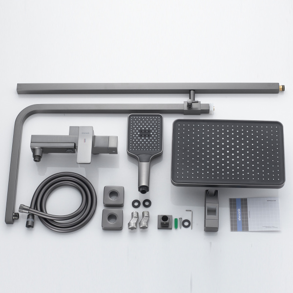 Душевая система Shevanik S4636T, оружейная сталь