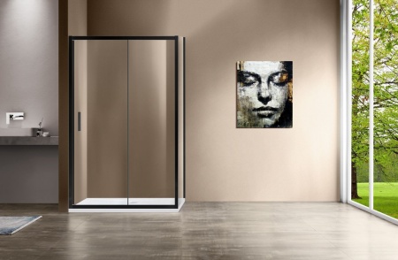 Душевой уголок Vincea Garda VSR-1G1012CLB, 1200*1000, черный, стекло прозрачное