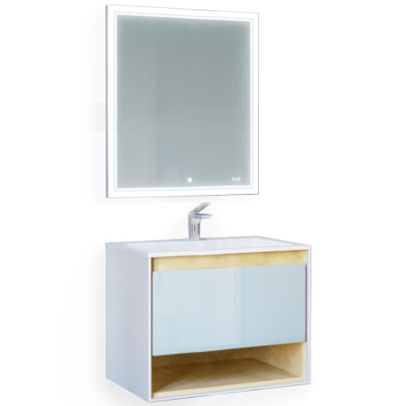 Тумба под раковину Jorno Glass 80 Gla.01.77/P/W белый глянец