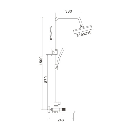 Душевая система с термостатом Rose R1896, хром