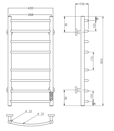 Полотенцесушитель RoxenBath Santi 11030-4385B электрический