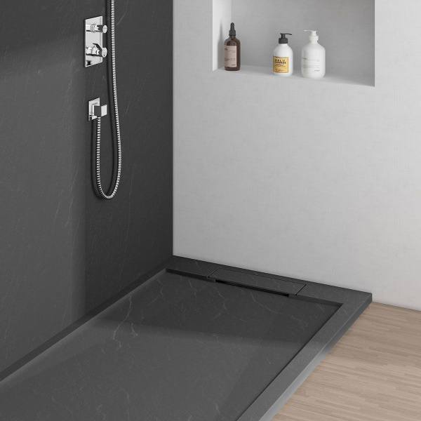 Поддон для душа из искусственного камня Vincea VST-4SRL8012A,1200*800*25, антрацит