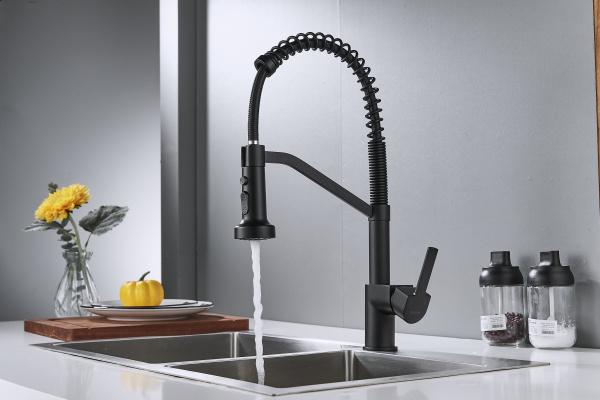 Смеситель для кухни с гибким изливом Shevanik S963H, черный