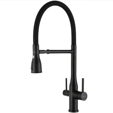 Смеситель для кухни с гибким изливом и подключением фильтра GAPPO G4399-76, черный