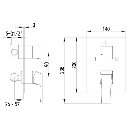 Смеситель Lemark Unit LM4528C для ванны и душа, встраиваемый