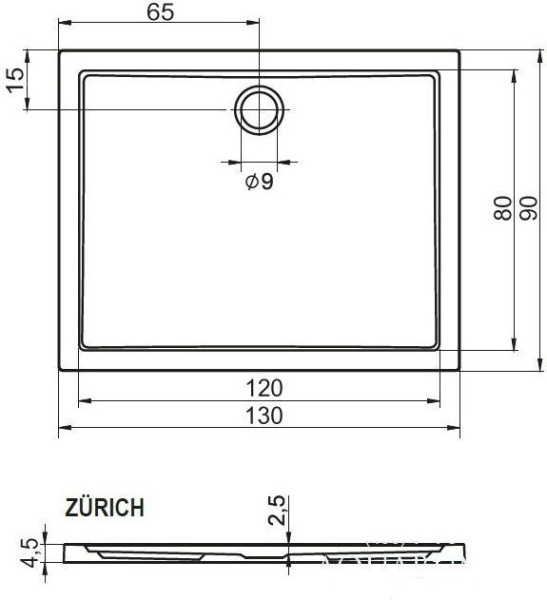 Душевой поддон Riho Zurich 262 DA0200500000000 130x90