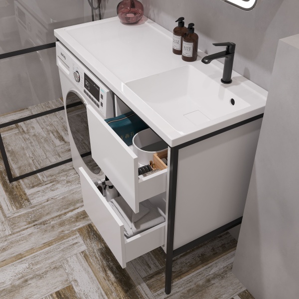 Раковина STWORKI Флом SFnS1100R на стиральную машину, с кронштейном