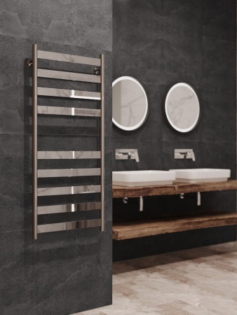 Полотенцесушитель водяной Stinox Napoli 500x1200, нижнее подключение, хром, 1" НР (наружная резьба), 9 перекладин