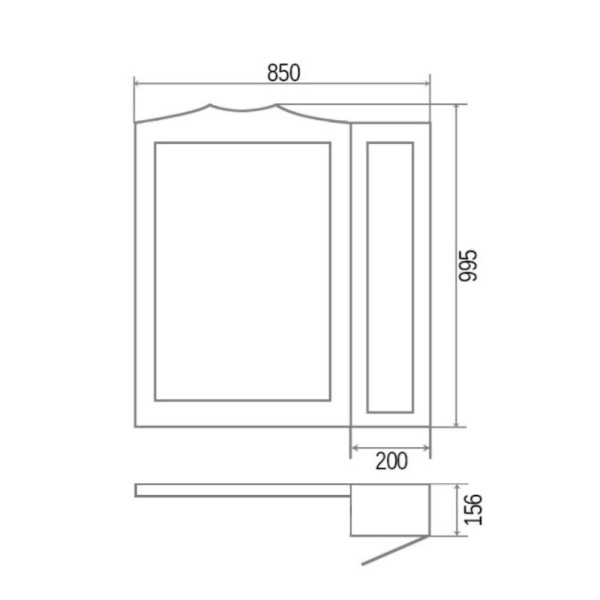 Orange F7-85ZS3 Зеркальный шкаф Классик 85 см со встроенным светильником.
Корпус: массив бука, лак, цвет - белый (молочный),  бронзовая лицевая фурнитура, доводчик.
Габариты (ШхВхГл): 85х99,5х16 см