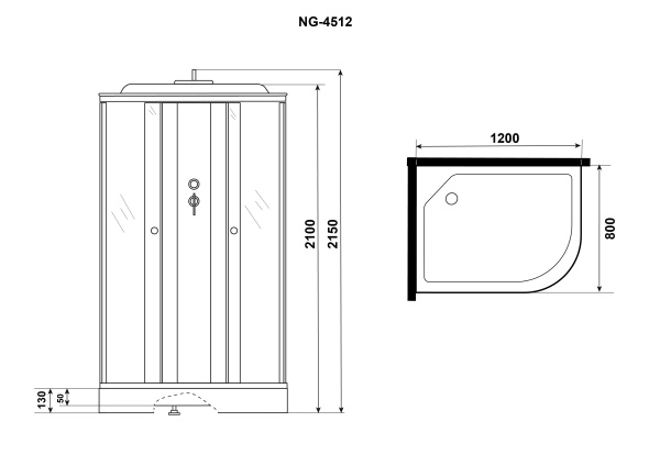 Душ.каб. Niagara Eco E90/40/TN/BK (900х900х1950) 4 места