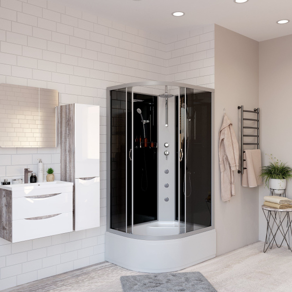 Душевая кабина Niagara Classic NG-2510-14RBKTG 120х80х210-240, высокий поддон 40 см, стекло тонированное