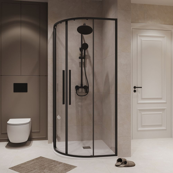 Душевое ограждение  Niagara Nova  NG-6826-34BLACK (90*90*195) полукруг, двери раздвижные