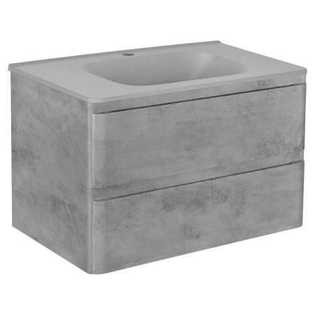 Тумба Vincea Vico 800 подвесная, 2 выкатных ящика soft close, Beton с умывальником VCB-2VP800G из искусственного камня, цвет серый