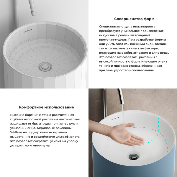 Напольная раковина для ванной Wellsee Chalice Perfection 230621000