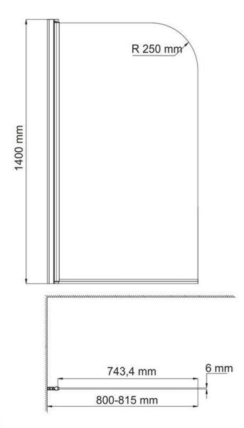 Стеклянная шторка на ванну WasserKRAFT Leine 35P01-80