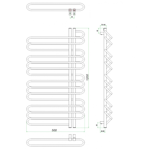Полотенцесушитель ГРОТА STELLE 50/120 R