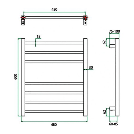 Полотенцесушитель ГРОТА ECOCLASSIK 48/60(-)
