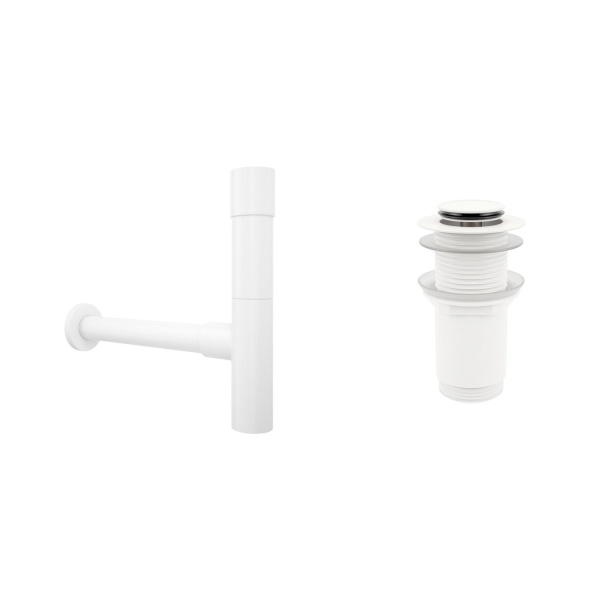 Комплект 3 в 1 Lavinia Boho Bathroom Sink 21520033: накладная фарфоровая раковина 54 см, металлический сифон, донный клапан