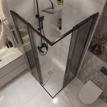 Душевое ограждение  Niagara Nova  NG-2823-34BLACK (90*90*195) квадрат, двери раздвижные