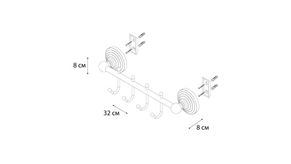 Планка 4 крючка Fixsen Retro FX-83805-4