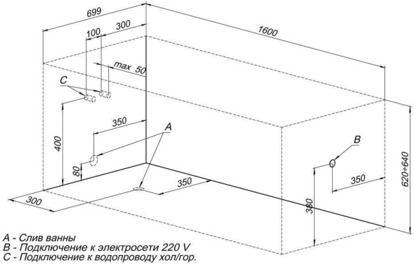 Акриловая ванна Aquanet Nord 160x70 (с каркасом)