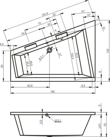 Акриловая ванна Riho Doppio 180x130 R BA9000500000000