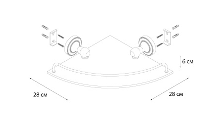 Полка стеклянная угловая Fixsen Style FX-41103A