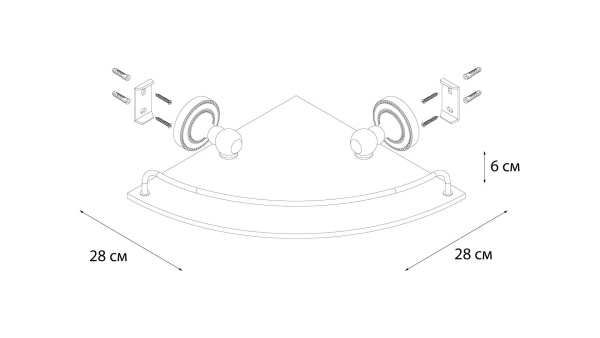 Полка стеклянная угловая Fixsen Style FX-41103A