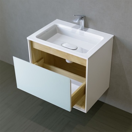 Тумба под раковину Jorno Glass 80 Gla.01.77/P/W белый глянец