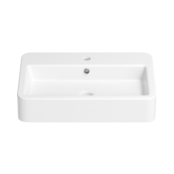 Раковина для ванной Wellsee Halcyon 201000758 в наборе 2 в 1: прямоугольная раковина белого глянцевого цвета, смеситель в цвете золото