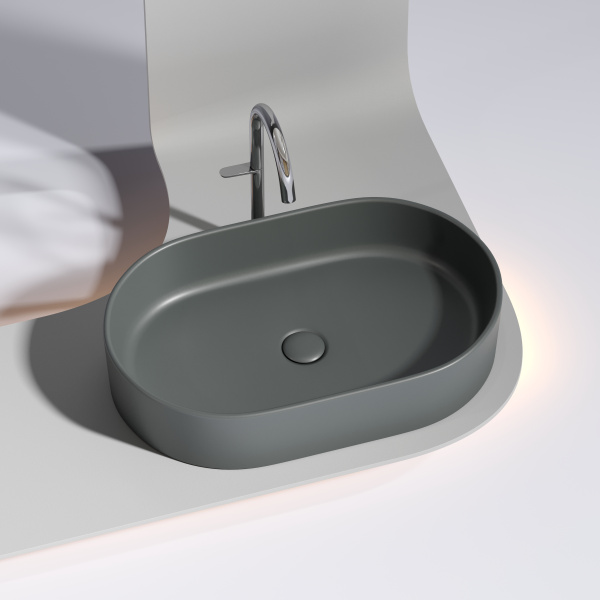 Умывальник Ceramicanova чаша накладная овальная (цвет Темно-Коричневый Матовый) Element 608x385x122мм