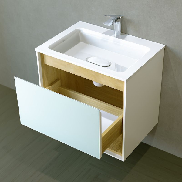 Тумба под раковину Jorno Glass 65 Gla.01.62/P/W белый глянец