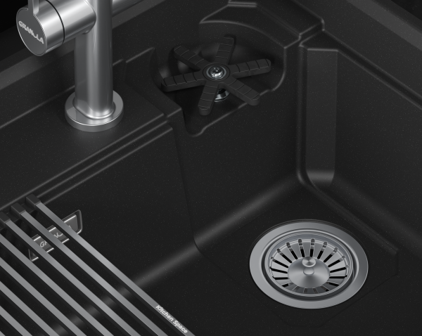Мойка для кухни Granula Kitchen Space Rinzer 7308R черный, 73х52 см, прямоугольная