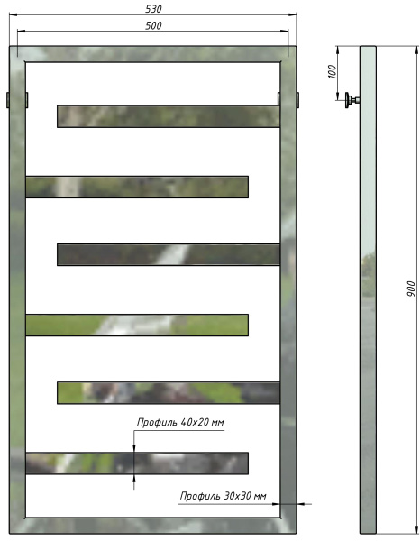 Полотенцесушитель водяной Stinox Corsica 500x900, нижнее подключение, хром, 1/2" ВР (внутренняя резьба), 6 перекладин