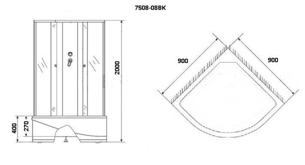 Душевая кабина Niagara Eco NG 7508-14BK Без крыши