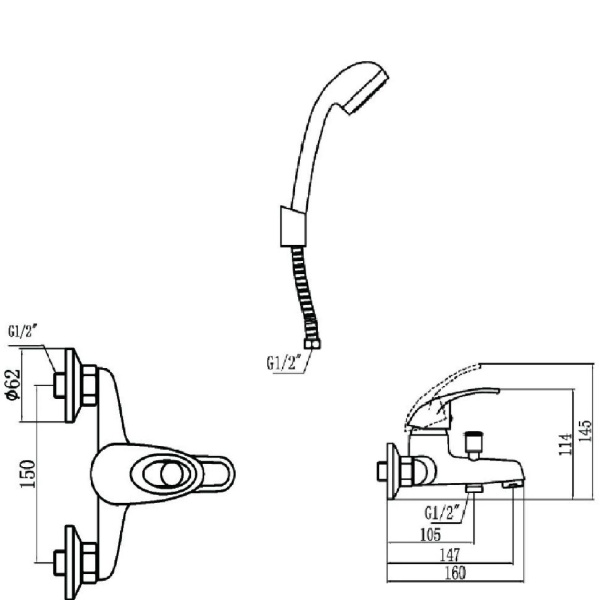 Смеситель для ванны Fmark FM3203, хром