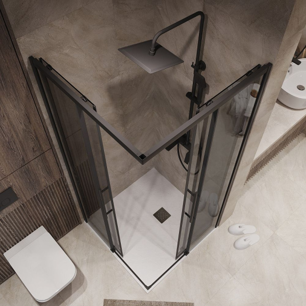 Душевое ограждение  Niagara Nova  NG-2830-34BLACK (100*100*195) квадрат, двери раздвижные