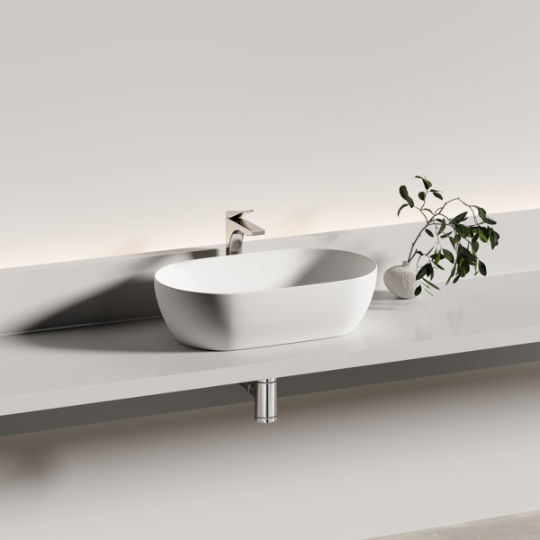 Раковина Ceramicanova Твист (Twist) накладная овальной формы 500x300x140 белый матовый CN12001MW