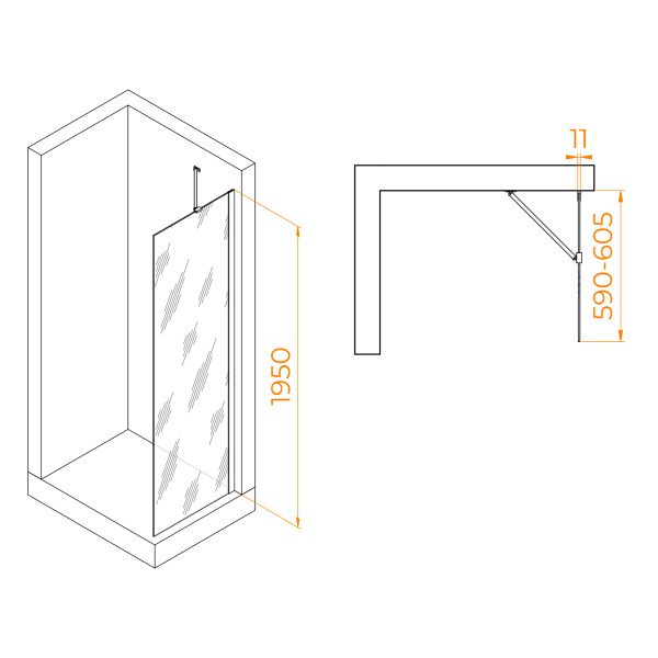 Душевая перегородка RGW WA-102 600