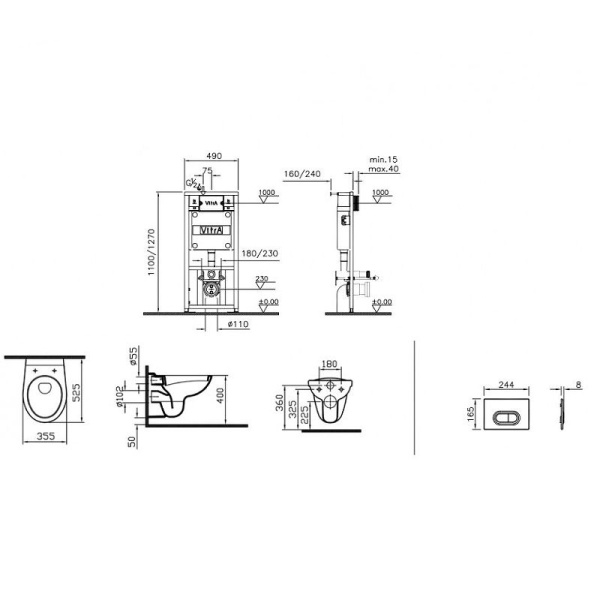Комплект VitrA Normus 9773B003-7201 кнопка белая