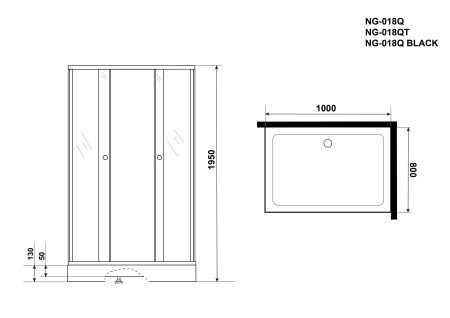 Душевой уголок Niagara Eco NG-018-14QT (1000х800х1950) низкий поддон