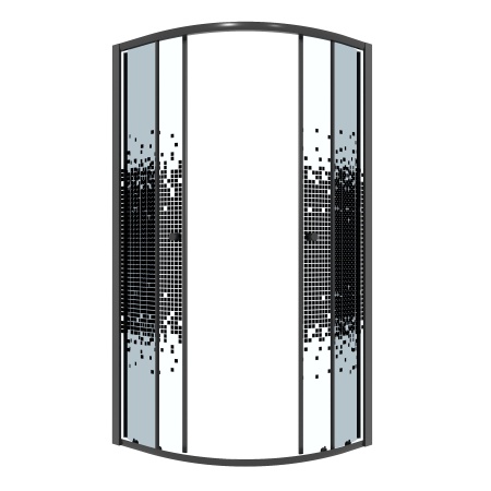 Душевое ограждение Niagara Eco NG-1007-14BLACK (90х90х190) четверть круга,раздвижное,черный,стекло мозаика