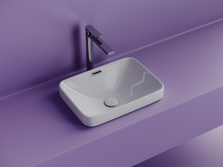 Раковина встраиваемая сверху Ceramicanova Элемент (Element) с отверстием слива - перелива прямоугольной формы 460x330x170 мм цвет белый арт. CN6078